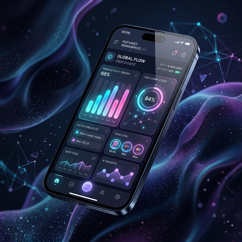 Aether Liquid App Interface Mockup