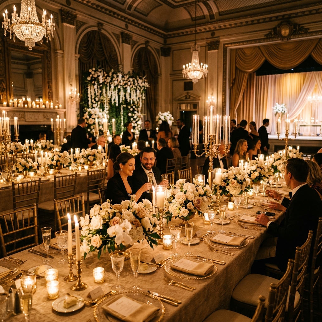 Luxury anniversary celebration setup