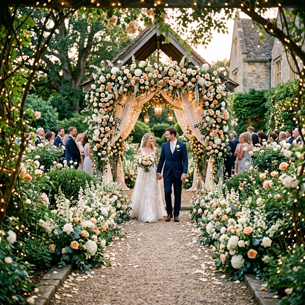 Floral arch wedding decor